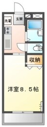 ハートハイム 1Kの間取り