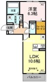 フリージア　B棟 1LDKの間取り