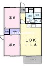 ワイドヒルズＢ 2LDKの間取り