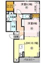 エマーブルMグラン　Ⅰ棟 2LDKの間取り