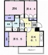 ニューエルディムしみず 3DKの間取り