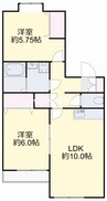 コートサイドコーポ 2LDKの間取り