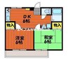 コーポ中井Ａ棟 2DKの間取り