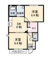 メゾンボヌール　Ａ棟 2DKの間取り