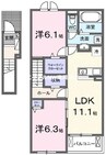 リップルガーデンＦ 2LDKの間取り