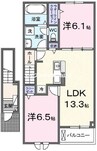 ハーレー　岡山Ⅰ 2LDKの間取り