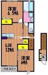 グランエスタード 2LDKの間取り