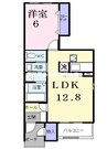 ウッディーベルＡ 1LDKの間取り