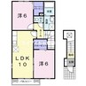 フラワーコート横関　Ｂ 2LDKの間取り