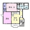 メゾンアルカンシェルＢ 2DKの間取り