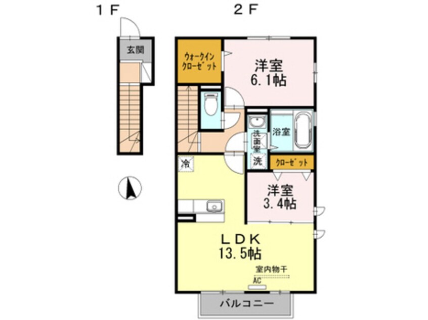 間取図 Ｄ-ｒｏｏｍ桜　Ａ棟