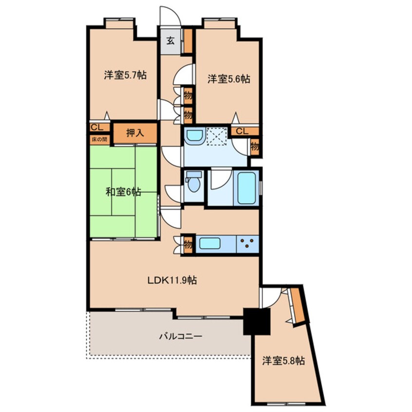 間取図 グランドール岩国弐番館