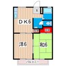 平成ハイツ(末広) 2DKの間取り