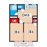 赤津ハイツ 2DKの間取り