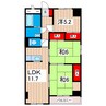 黒川第二マンション 3LDKの間取り