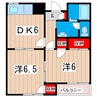 久慈積豊ハイツ 2DKの間取り