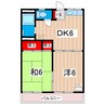 十王堂ハイツB 2DKの間取り