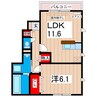 メゾン　クレールＡ 1LDKの間取り
