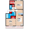 コスモパークＡ 2DKの間取り