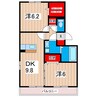 コスモパークＢ 2DKの間取り