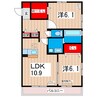 プレベール 2LDKの間取り