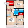 プレベール 2LDKの間取り