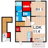 ヴァンヴェール森山 1LDKの間取り