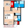 サクシード大みかB 1LDKの間取り