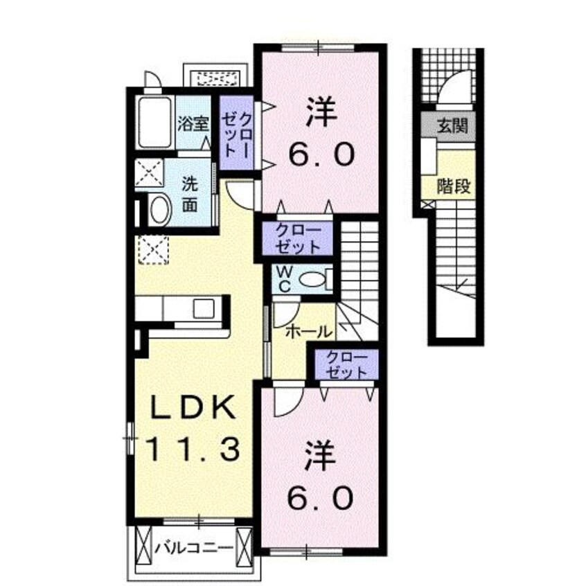 間取図 プリートカーサ内浜Ⅱ