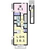 クラーベル志貴 1LDKの間取り