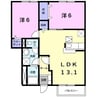 グリ－ンハイツ宮町Ｂ 2LDKの間取り