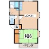 ハイツ･コスモス 1LDKの間取り