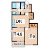 ラフォーレⅠ 2DKの間取り