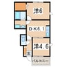 ラフィネⅢ 2DKの間取り