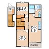 サンパティークＡ 2DKの間取り