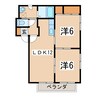 バリュージュハヤカワ Ｂ 2LDKの間取り