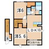 レジデンス町北Ⅱ 2LDKの間取り