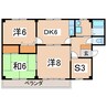 レジデンスにへい 3DK+Sの間取り