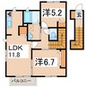Ｍ’スカイ 2LDKの間取り