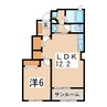 カーサ グランデⅢ 1LDKの間取り