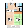 アムール２１ 2DKの間取り