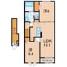 メゾン・ヒロキB 2LDKの間取り