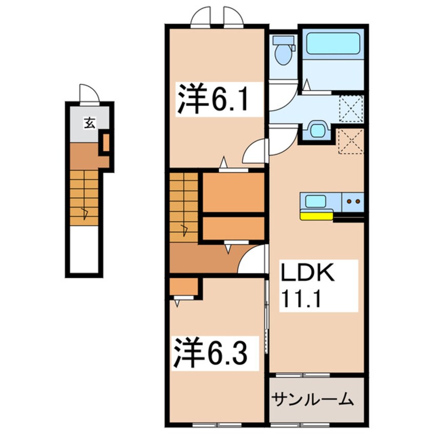 間取図 サンライズ・ファームB棟