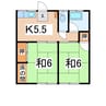 コーポ田中 2Kの間取り