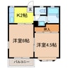 コーポラスしずⅡ 2Kの間取り