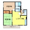 クレールタウンB棟 2LDKの間取り