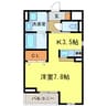 カスカード 1Kの間取り