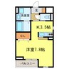 カスカード 1Kの間取り