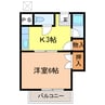 奥山ハイツC棟 1Kの間取り