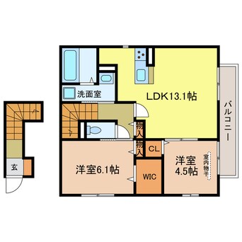 間取図 D-roomK・M金剛